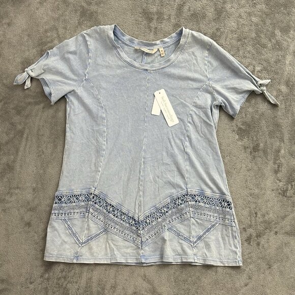 Soft Surroundings Tops - Soft Surroundings Shirt Womens XS Light Blue Lace Design Casual Top Cotton Boho